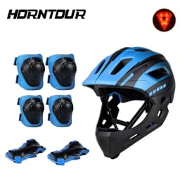 Horntour Children's Bike Helmet Full Face Removable Ultra Light Breathable Children's Outdoor Skate Roller Skate Cycling Helmet
