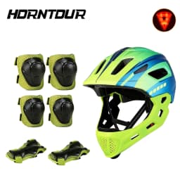 Horntour Children's Bike Helmet Full Face Removable Ultra Light Breathable Children's Outdoor Skate Roller Skate Cycling Helmet