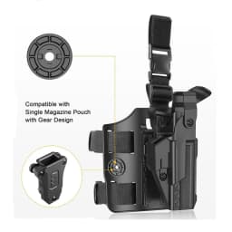 Tactical Belt Clip/Drop Leg Holster for Glck 19 19X 45 Right Hand Outdoor Quick Draw Gun Holster G17 G19
