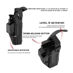 Tactical Belt Clip/Drop Leg Holster for Glck 19 19X 45 Right Hand Outdoor Quick Draw Gun Holster G17 G19