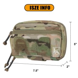 KRYDEX Tactical Admin Pouch MOLLE Utility Pouch Front Pocket with Chemlight Holder for Vest and Chest Rig Hunting Outdoor Bag