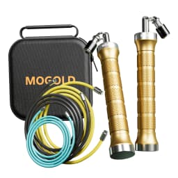 MOGOLD Training Jump Rope: Quick-Change Cord, Anti-Slip Mesh Grip, Durable Metal Handle – Built for Sustained Training