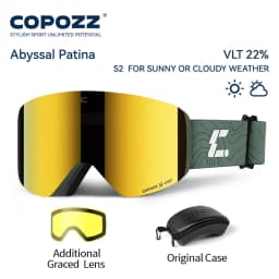 COPOZZ X-edge Series Men Women Double Layers Anti-Fog Ski Goggles Snowmobile Eyewear Snow Snowboard Glasses with Magnetic Lenses
