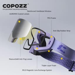 COPOZZ X-edge Series Men Women Double Layers Anti-Fog Ski Goggles Snowmobile Eyewear Snow Snowboard Glasses with Magnetic Lenses