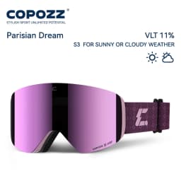 COPOZZ X-edge Series Men Women Double Layers Anti-Fog Ski Goggles Snowmobile Eyewear Snow Snowboard Glasses with Magnetic Lenses