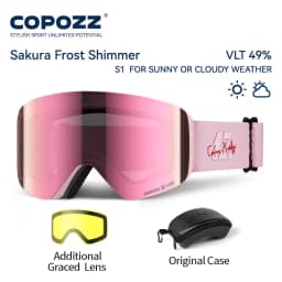 COPOZZ X-edge Series Men Women Double Layers Anti-Fog Ski Goggles Snowmobile Eyewear Snow Snowboard Glasses with Magnetic Lenses