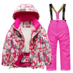 2026 New Children's Ski Suit Boys Girls Thickened Waterproof Warm Middle Older Kid's Baby Ski Clothes Full Set of Equipment