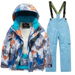 2026 New Children's Ski Suit Boys Girls Thickened Waterproof Warm Middle Older Kid's Baby Ski Clothes Full Set of Equipment