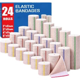24 Rolls Self-Closure Elastic Bandage Wrap with Touch Closure, Latex-Free Compression Wrap for Legs Ankle Knee Wrist Arm Tummy