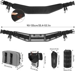 SANLIKE Fishing Belt Rod Holder Wading Fly Fishing Belt Kit Adjustable Fighting Waist Belt with Detachable Tackle Bag