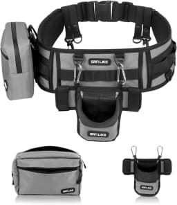 SANLIKE Fishing Belt Rod Holder Wading Fly Fishing Belt Kit Adjustable Fighting Waist Belt with Detachable Tackle Bag