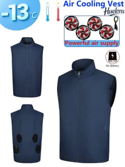 Unisex Stand Collar Sleeveless Air Cooling Vest with 4/3/2 Back Built-in USB Powerful Fans,Breathable Summer Waistcoat