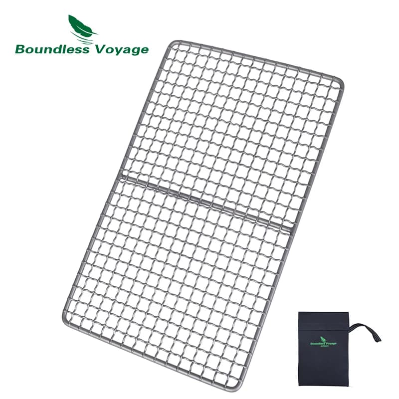 Boundless Voyage Titanium Grill Net Durable Baking Steak Pork Charcoal BBQ Net for Outdoor Beach Hiking Picnic Camping Cookware
