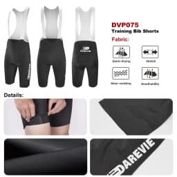 DAREVIE Cycling Bib Shorts Training Level 80Kg/m³ Pad Men's Cycling Shorts Anti Slip 4-Way Stretch Quick-Dry Cycling Shorts