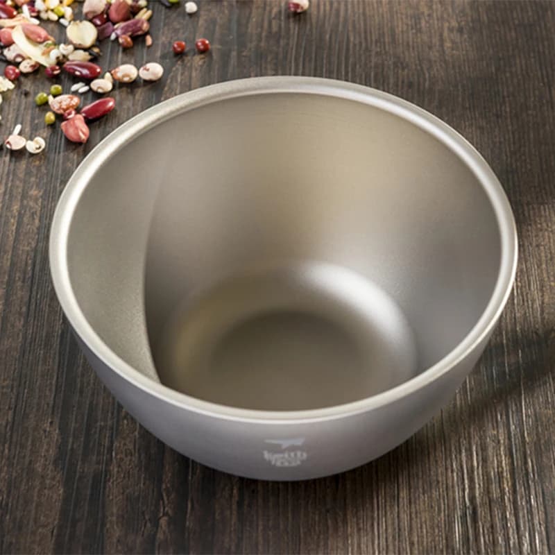 Keith-Ultralight Portable Titanium Double-Wall Bowl, Outdoor Picnic Camping Tableware Titanium Rice Soup Bowl 550ml, Ti5354