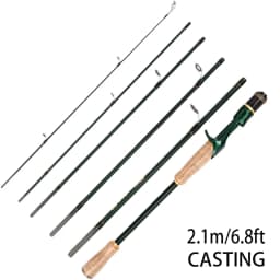 Baitcasting Spinning Travel Carbon 6Section Fishing Rods Line Weight 4-10LBS Power Ultralight Lure Trout Mini Pole 2.1M/2.4M