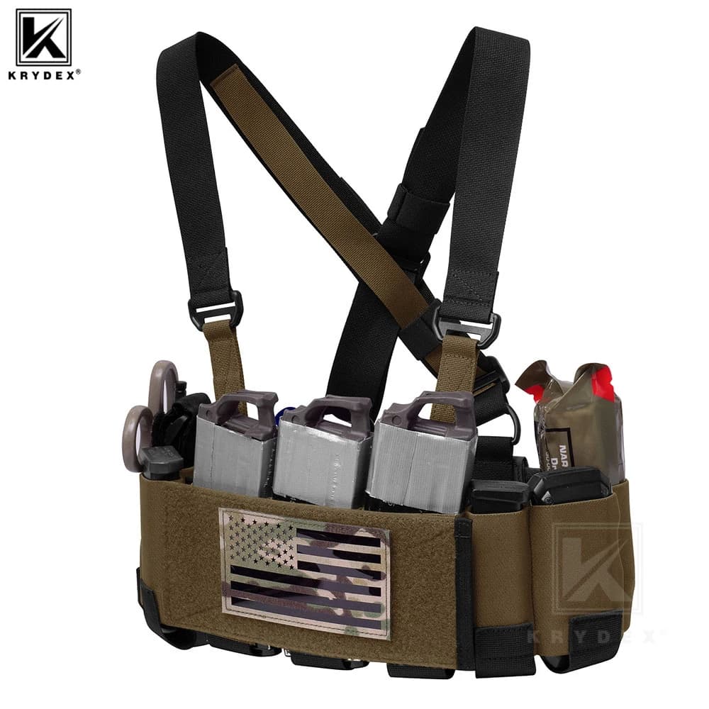 KRYDEX Tactical 556 Ready Chest Rig Low Vis Lightweight Concealed Carry Chest Rig Vest With Elastic Magazine Radio Tool Pouch