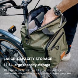 ROCKBROS Bicycle Bag Folding Bike Backpack Multifunctional Handbag Lengthened Zipper For Brompton 11.5L Capacity Crossbody Bag