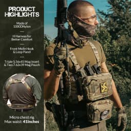 VOTAGOO Chest Equipment - Tactical Chest Equipment, Molle Modular Micro Combat Chest Equipment Adjustable and Detachable