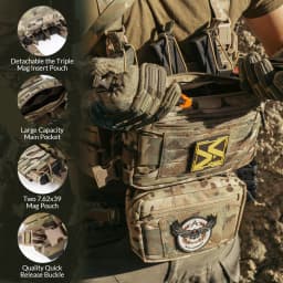 VOTAGOO Chest Equipment - Tactical Chest Equipment, Molle Modular Micro Combat Chest Equipment Adjustable and Detachable