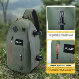 Goture Fly Fishing Bag IPX8 Waterproof Multifunctional Portable Waist Pack 840D TUP Fishing Tool Storage Bag with Rod Holder