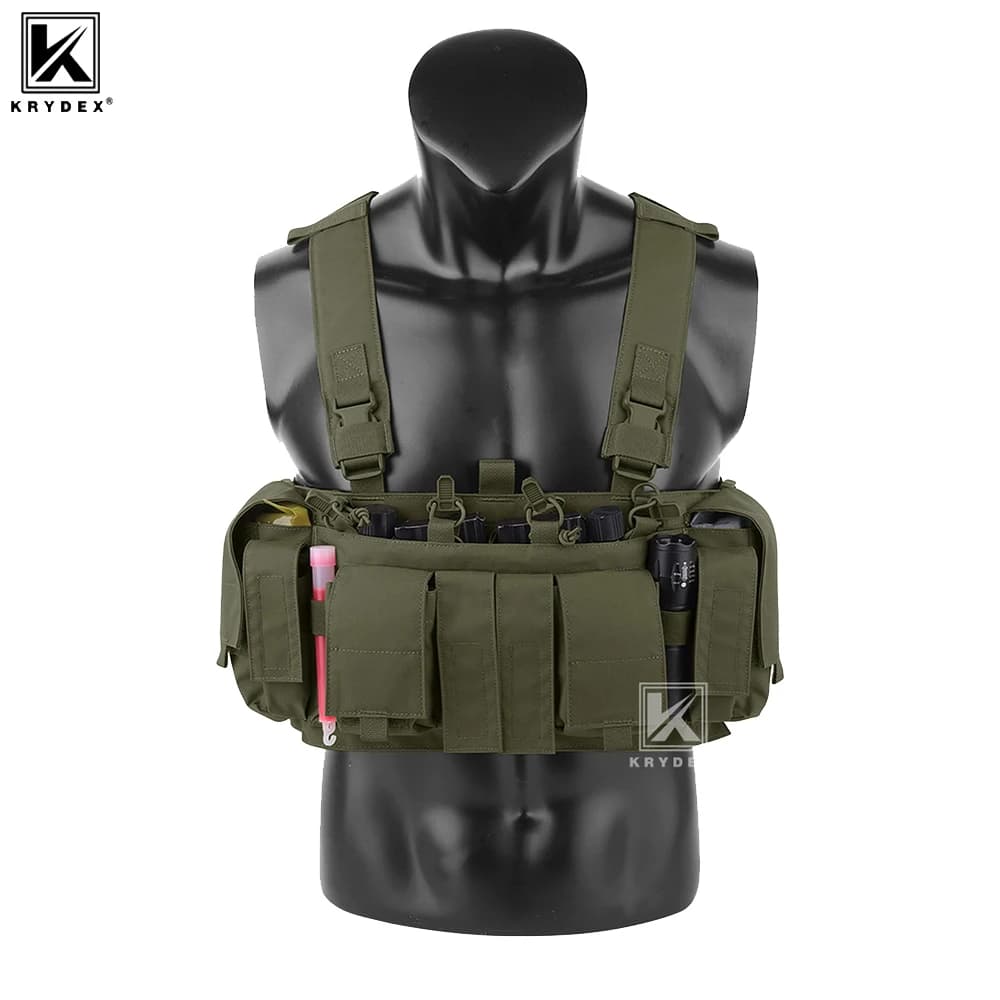 KRYDEX Tactical Chest Rig UW Gen IV Low Vis Lightweight Chest Rig Vest With Magazine Radio Tool GP Pouch H Harness Strap