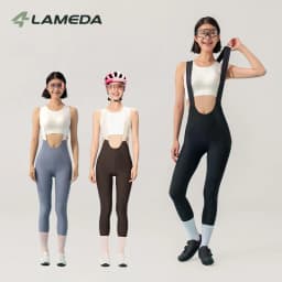 LAMEDA New Women Spring Summer Bib Long Pants with Double Elastic Interface Pad Road Bike Cycling Trousers with Breathable Mesh