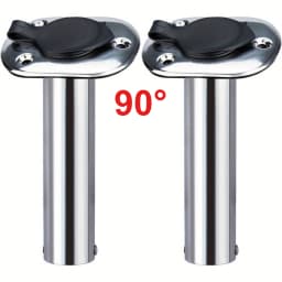 2PCS Boat Stainless Steel Fishing Rod Holder Flush Mount 15/30/90 Degree with PVC Cap Inner Tube and Gasket