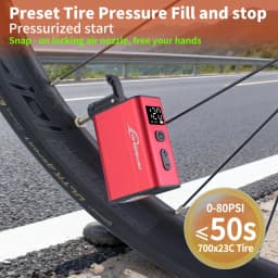 Electric Bike Air Pump Fast Inflation with Gauge 120PSI Tire Inflator Aluminum Alloy Pump with Presta & Schrader & Clik Valve
