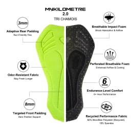 Men's Tri Shorts Quick Dry Compression Triathlon Cycling Shorts with Pad Side Pockets Swim Bike Run MY KILOMETRE