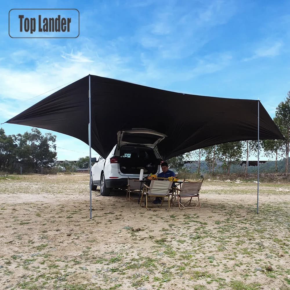 Multi-mode Car Side Sunshade Awning 4x2.5m Black Coated Tarp 210D Waterproof SUV Tent Outdoor Camping Canopy Shelter