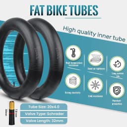 2 Pack Fat Bike Tire Inner Tube 20x4.0 Premium Butyl Rubber Electric Bicycle Tubes for Snowbike AV 32mm Schrader Valve