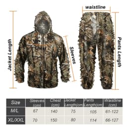 3D Leaves Camouflage Ghillie Suit Lightweight Camouflage Ghillie woodland Camoflage Sniper Airsoft Shooting Hunting Equipment