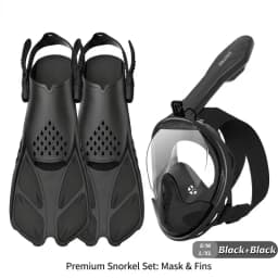 XIAOTREE Two-piece snorkeling gear: a snorkeling mask and fins,Adjustable fins,Breathing mask,Safe waterproof swimming equipment