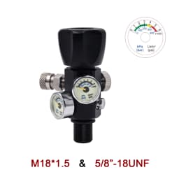 HPA DIN Valve for HPA Compressed Air Bottle, Diving Cylinder Fill Station, High Pressure Air Refill Adapter Dual Gauge
