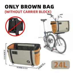 Rhinowalk Bike Front Handlebar Basket Bag 17L /24LFor Brompton Folding Bike Only Fit Official Block