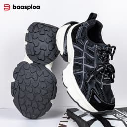 Baasploa Women Walking Shoes Mesh Breathable Casual Sneakers Female Fashion Height Increase Chunky Sneakers Retro Sport Shoes
