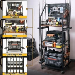 Multi-Functional Fishing Rod Storage Rack Multi-Layer Fishing Gear Organizer Shelf for Home Tool Holder