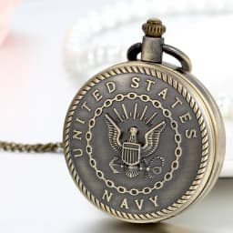 LANCARDO Vintage Bronze Mens Watches United States Navy Marine Corps Pocket Watch Men Boys Retro Military Man Unisex Gifts