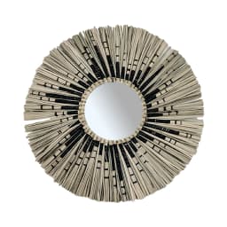 Straw Plaited Art Makeup Mirror Living Room Decorative Mirror Wall Hanging Decoration Mirror Bedroom Bathroom Dressing Mirror