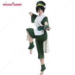 Miccostumes Adult Green Kungfu Suit Cosplay Costume Adult Green Suit with Hairband for Women Halloween Cosplay Costume