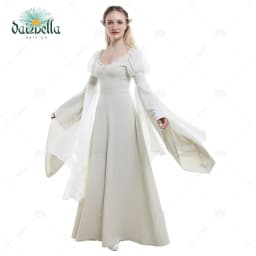 DAIZBELLA Women Medieval Costume Fantasy Handmade Retro Costume Historical Fairy Elf Dress