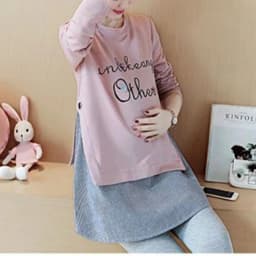 Maternity Autumn And Winter Clothes Long Sleeves Pregnancy Relaxed Rest Pregnant Wear Pullover Fleece Thickened Maternity Tshirt