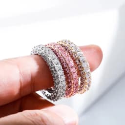 GUCY Two Row Men's Ring Copper Charm Cubic Zircon Iced Ring Fashion Hip Hop Jewelry For Gift