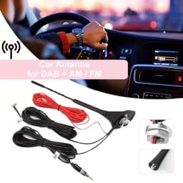 2 In 1 AM/FM DAB 10 DB Car Ceiling Antenna Set 1452-1492 MHz Aerials Amplifier 12V 58 Cm GPS Receiver Antenna Cables Adapters