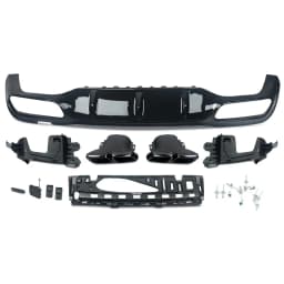 For Mercedes-Benz W213 AMG E63 Style Carbon Rear Bumper Diffuser with Exhaust Tips Glossly Black