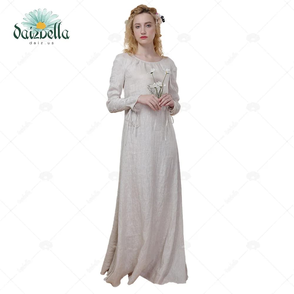 DAIZBELLA Renaissance Costumes for Women Medieval Dress Costume Handmade Chemise Ruffled Round Collar Medieval Clothing