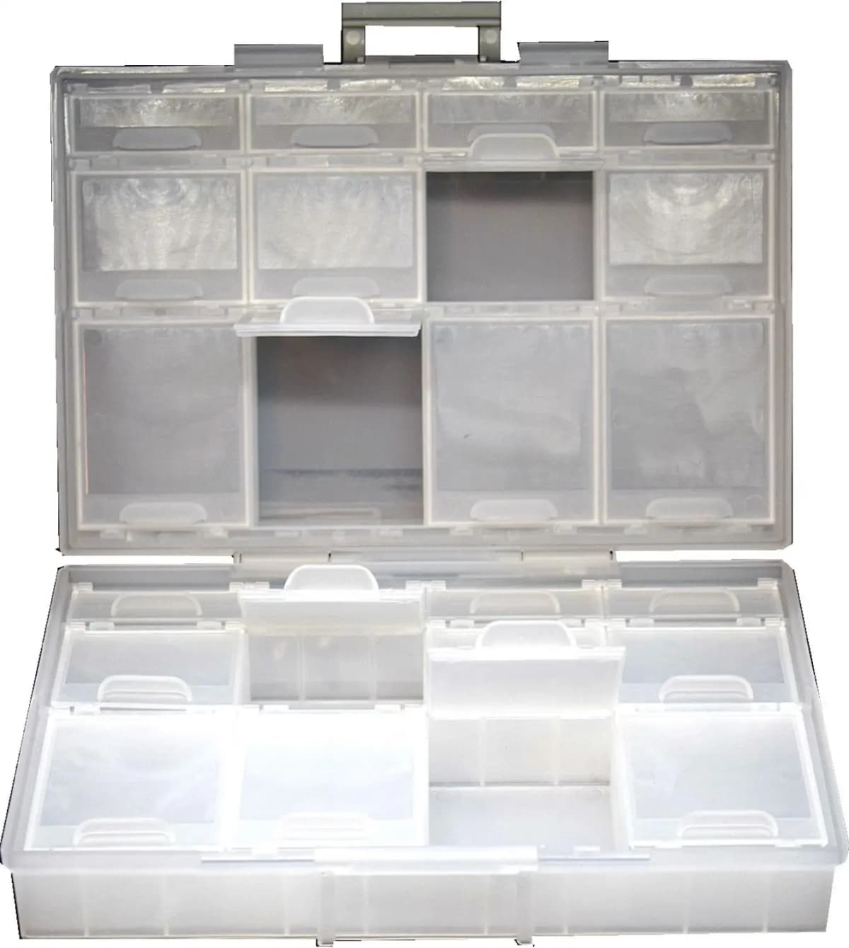 Aidetek half transparent BOX-ALL-24 small parts beads stationery jewelry box organizer for sorted parts 3 sizes 24 compartment