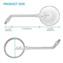 1 Pair 8mm 10mm Universal Rear View Rearview Mirror Motorcycle Side Mirrors Round Retro Moto Bike Scooter Cafe Racer Accessories