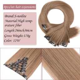 S-noilite Synthetic Clip In Hair Extensions Long Straight Clip In 8pcs/set Hairpieces 26inch Pure Color Pale Blonde Clip In Hair